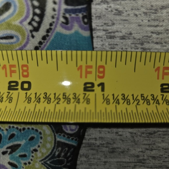 APT 9 Teal Paisley Print Blouse Tie V-Neck Top Women's XL Ruffled Short Sleeves - Picture 7 of 9